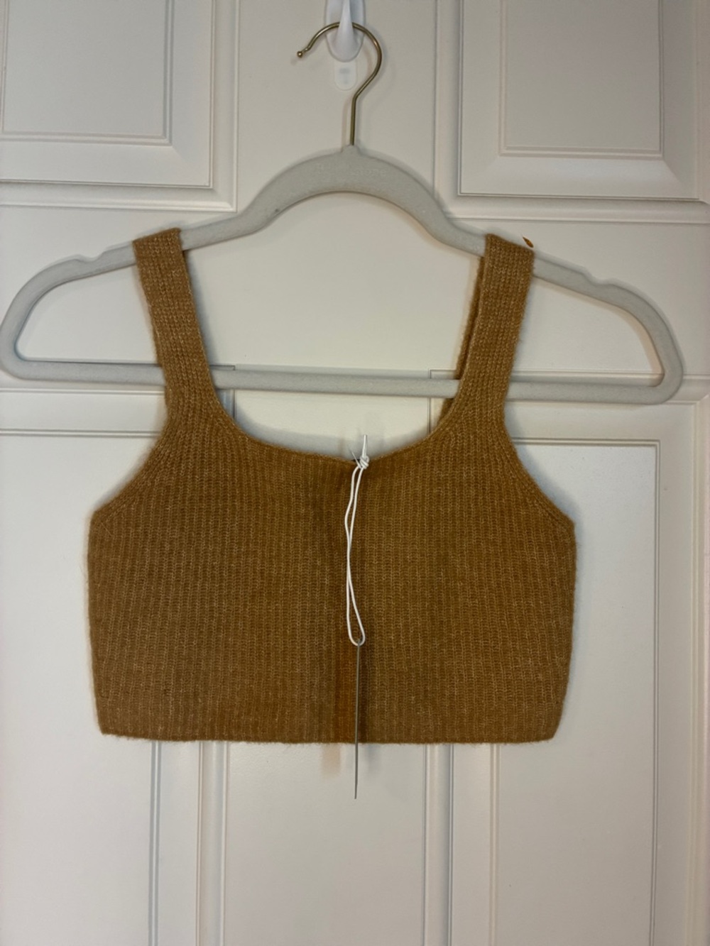 Everlane Knit Cropped Tank Top in Camel Brown